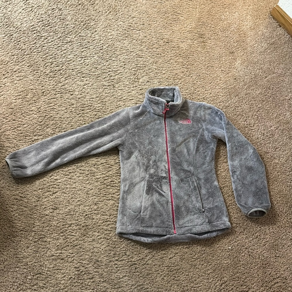 North Face Fleece. Girls size 10/12. Gray and pink.